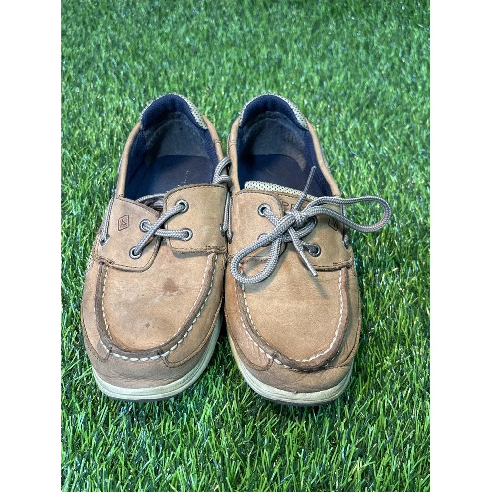 Sperry Top-Sider Boys Boat Shoes Size 4M Brown Leather – Fair Condition‎